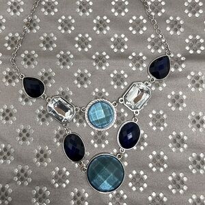 NY Silver & Blue Statement Necklace